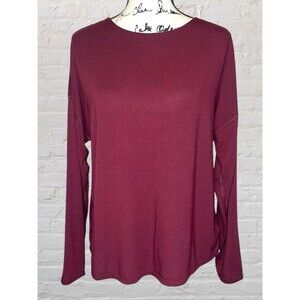 North Face Split Back Top LG Maroon Long Sleeve Activewear Gym